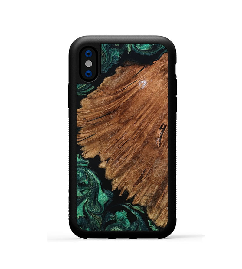 iPhone Xs Wood Phone Case - Tyesha (Green, 801781)