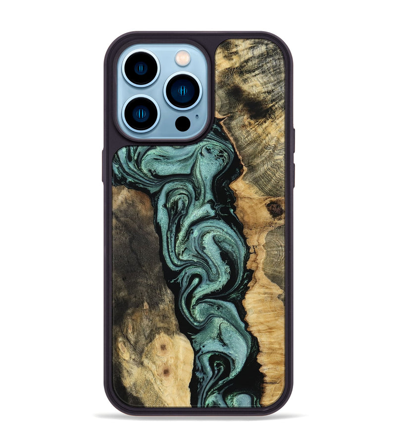 iPhone 14 Pro Max Wood Phone Case - Meaghan (Green, 801782)