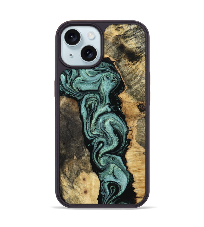 iPhone 15 Wood Phone Case - Meaghan (Green, 801782)