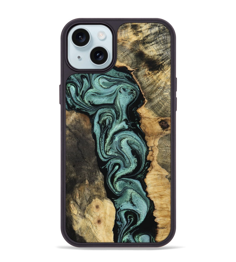 iPhone 15 Plus Wood Phone Case - Meaghan (Green, 801782)