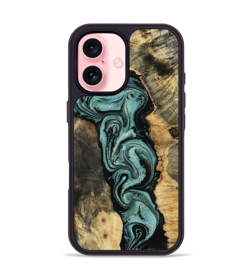 iPhone 16 Wood Phone Case - Meaghan (Green, 801782)