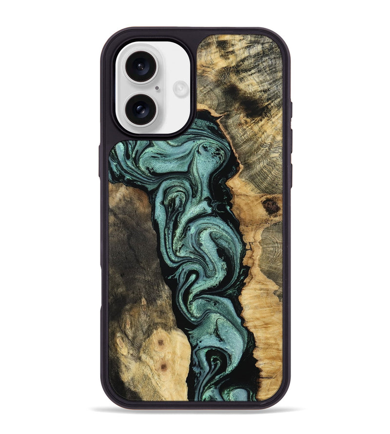 iPhone 16 Plus Wood Phone Case - Meaghan (Green, 801782)