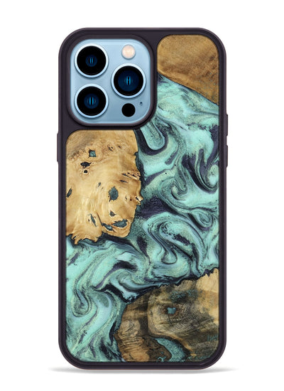 iPhone 14 Pro Max Wood Phone Case - Shirlee (Green, 801785)