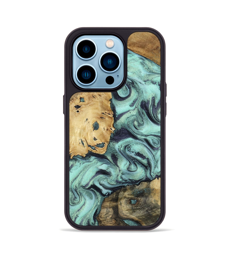 iPhone 14 Pro Wood Phone Case - Shirlee (Green, 801785)