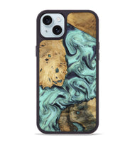 iPhone 15 Plus Wood Phone Case - Shirlee (Green, 801785)