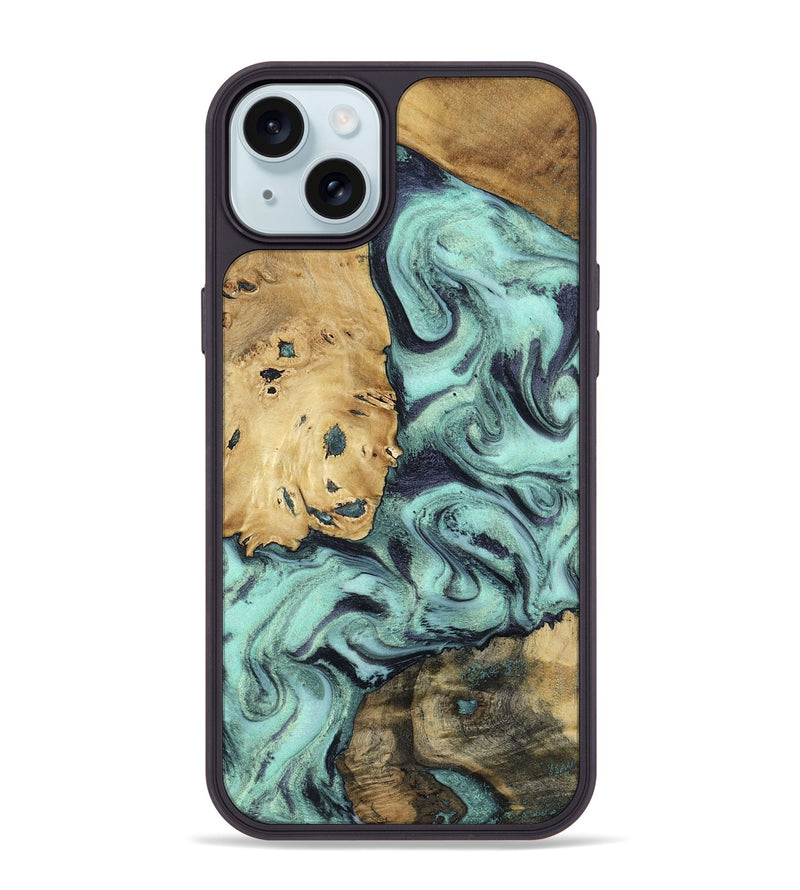 iPhone 15 Plus Wood Phone Case - Shirlee (Green, 801785)