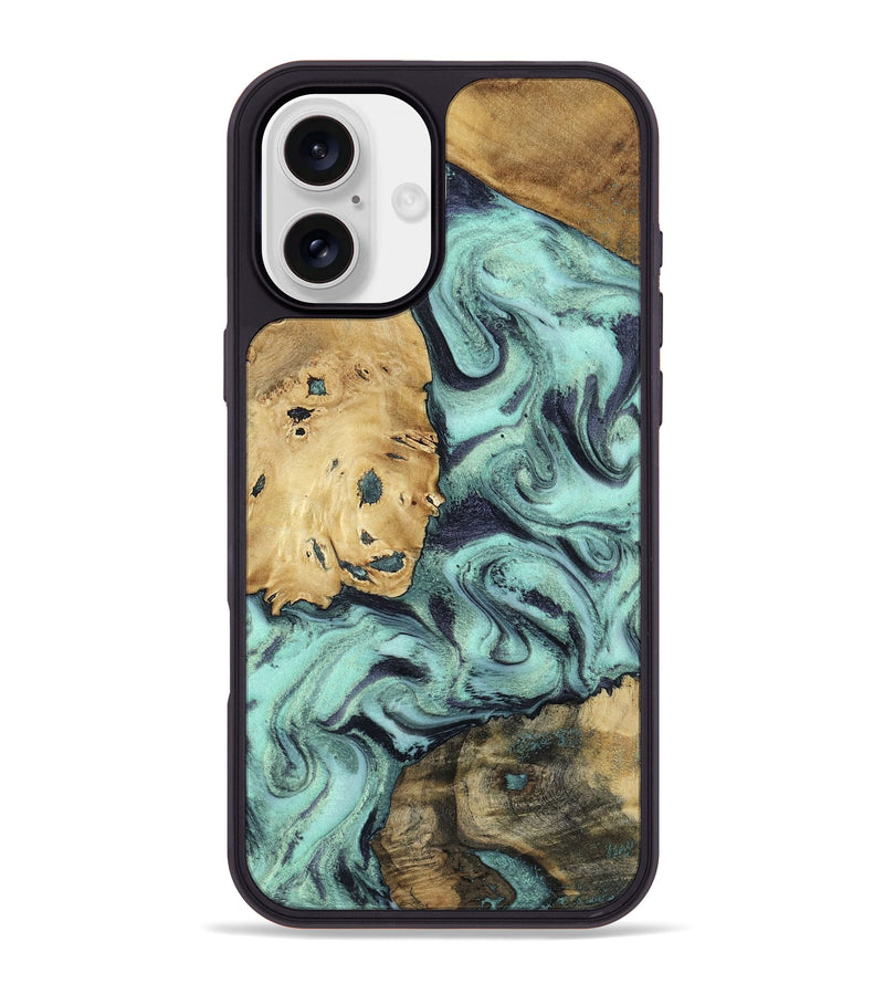 iPhone 16 Plus Wood Phone Case - Shirlee (Green, 801785)