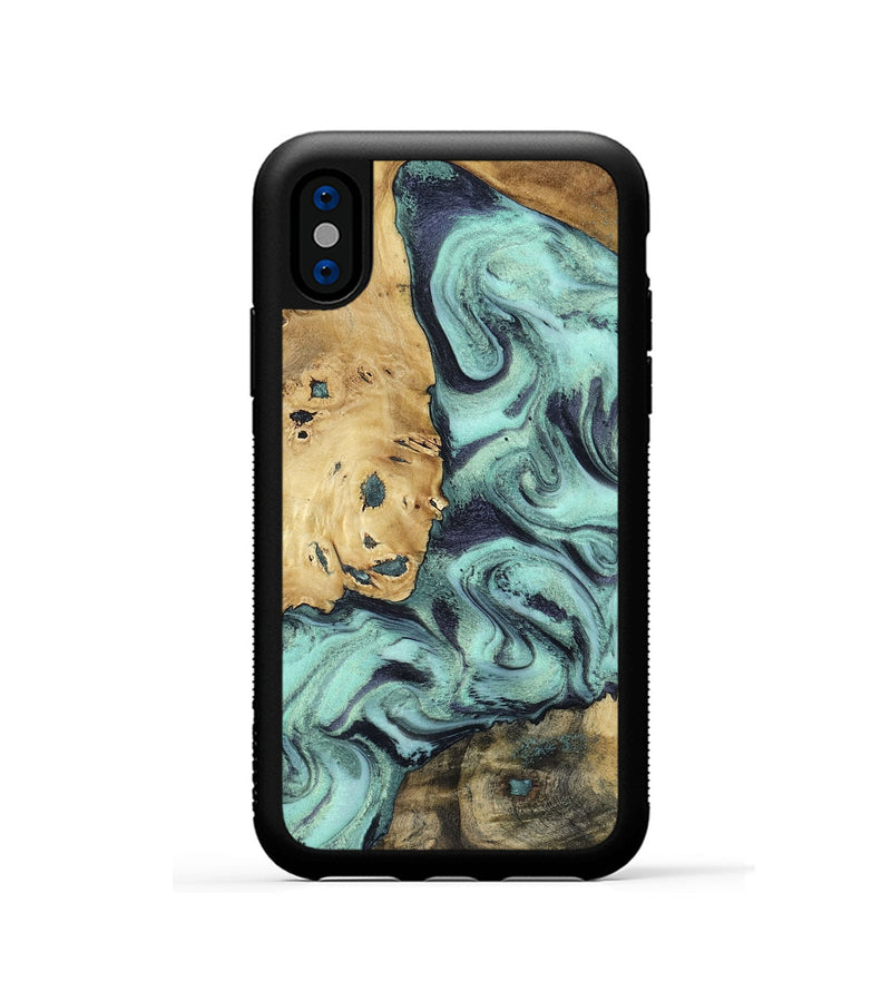 iPhone Xs Wood Phone Case - Shirlee (Green, 801785)