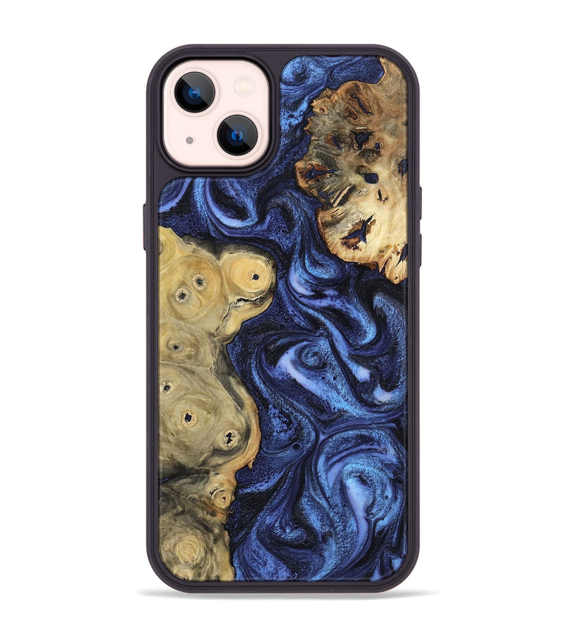iPhone 14 Plus Wood Phone Case - Seven (Blue, 801798)