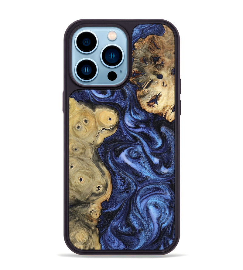 iPhone 14 Pro Max Wood Phone Case - Seven (Blue, 801798)