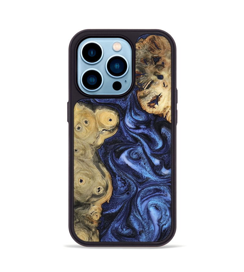 iPhone 14 Pro Wood Phone Case - Seven (Blue, 801798)