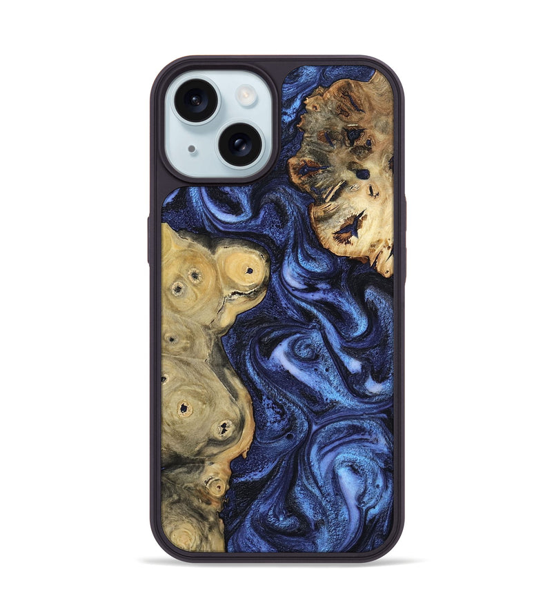 iPhone 15 Wood Phone Case - Seven (Blue, 801798)