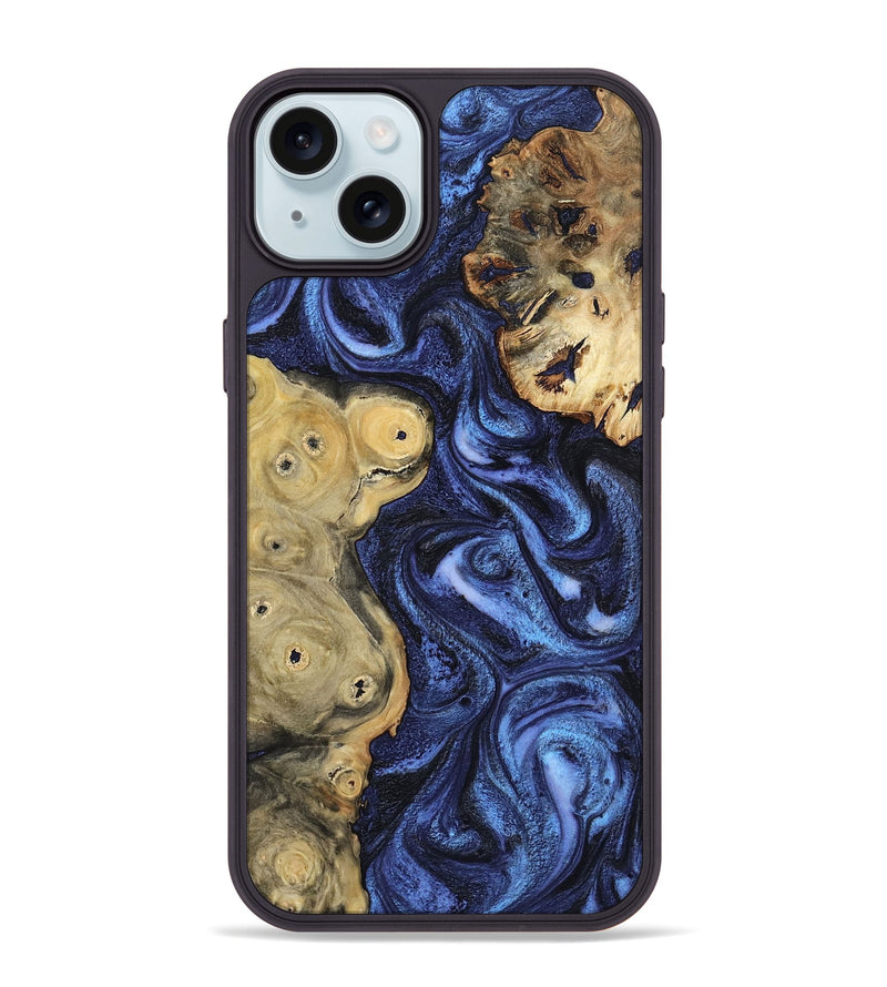iPhone 15 Plus Wood Phone Case - Seven (Blue, 801798)