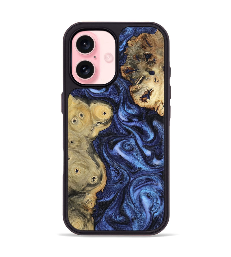 iPhone 16 Wood Phone Case - Seven (Blue, 801798)