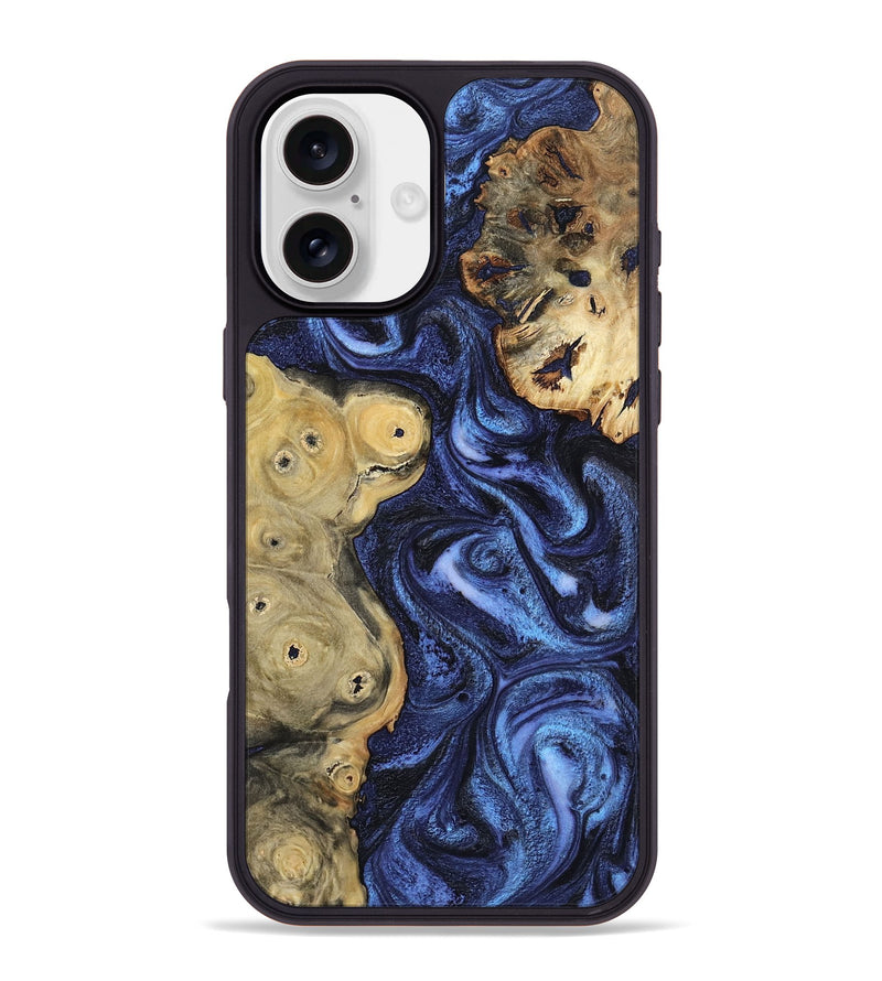 iPhone 16 Plus Wood Phone Case - Seven (Blue, 801798)
