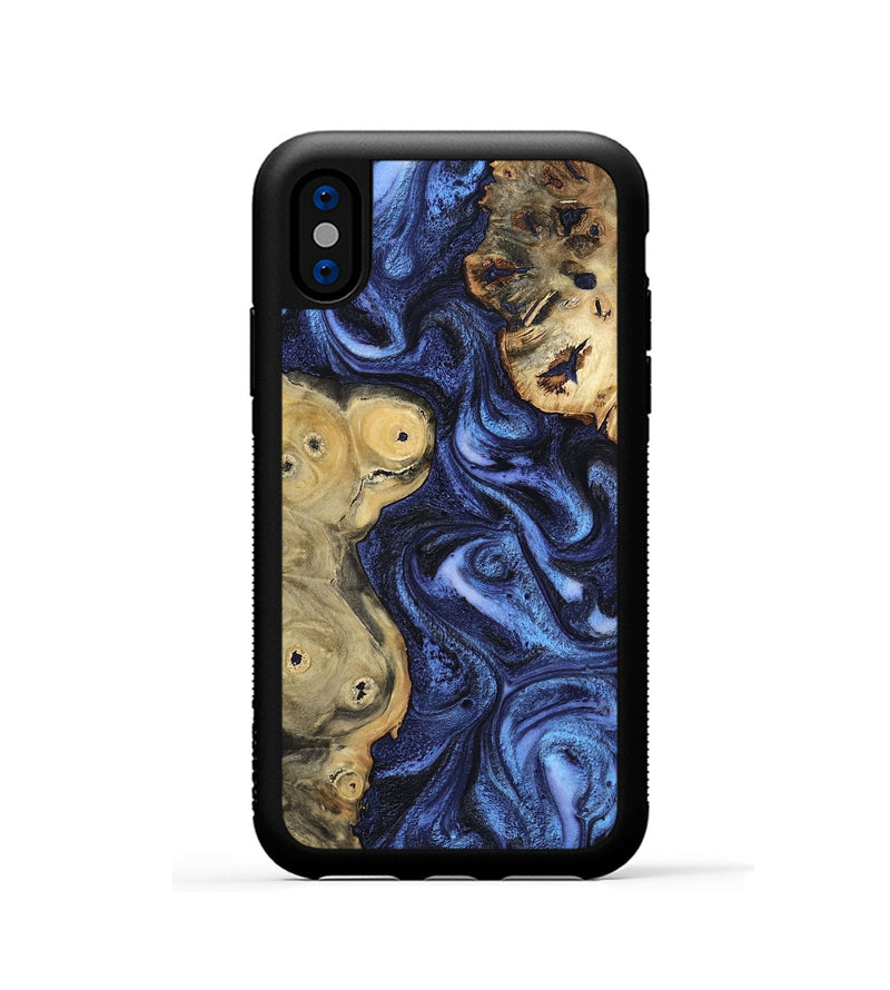 iPhone Xs Wood Phone Case - Seven (Blue, 801798)