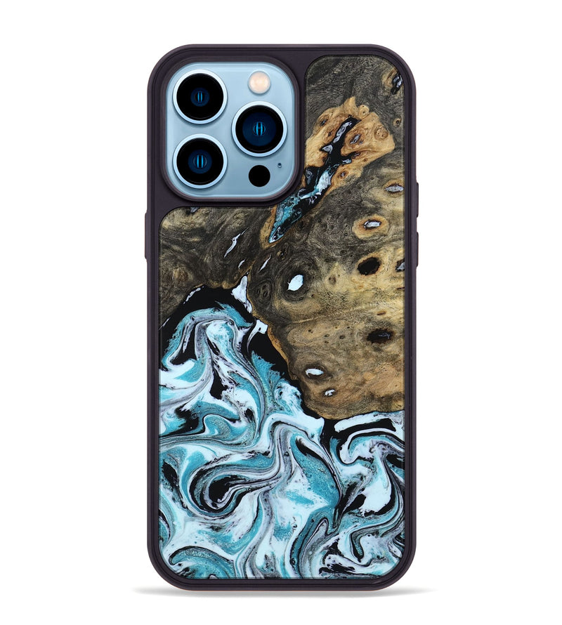 iPhone 14 Pro Max Wood Phone Case - Ethan (Blue, 801799)