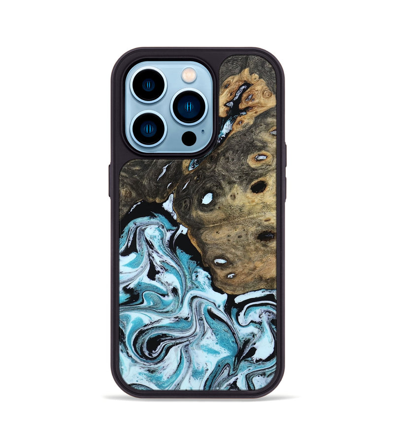 iPhone 14 Pro Wood Phone Case - Ethan (Blue, 801799)