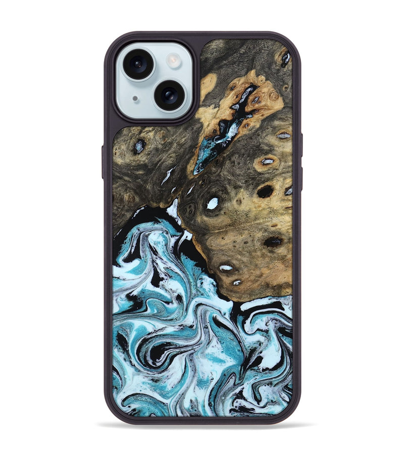 iPhone 15 Plus Wood Phone Case - Ethan (Blue, 801799)
