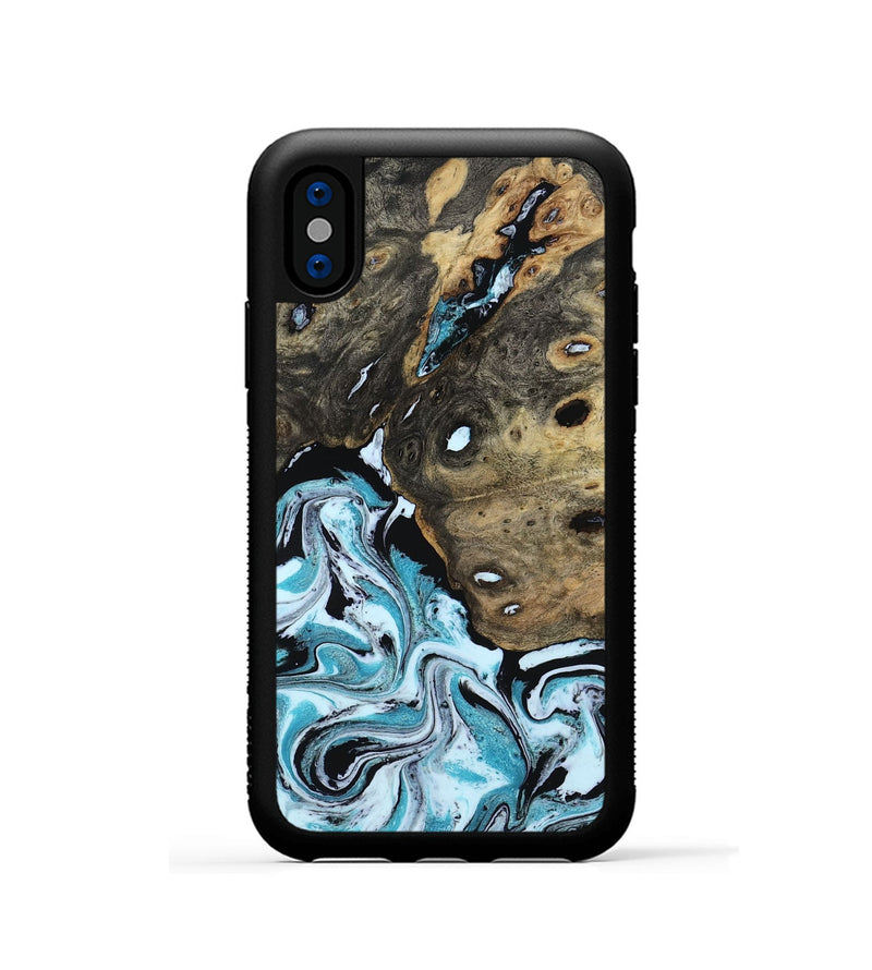 iPhone Xs Wood Phone Case - Ethan (Blue, 801799)