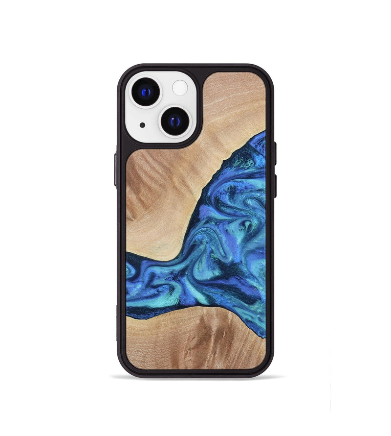 iPhone 13 mini Wood Phone Case - Zetta (Blue, 801800)