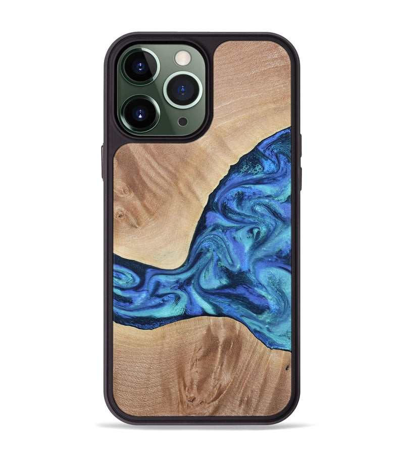 iPhone 13 Pro Max Wood Phone Case - Zetta (Blue, 801800)