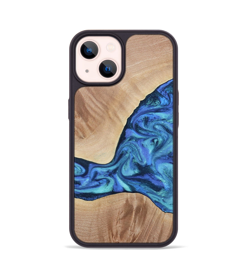 iPhone 14 Wood Phone Case - Zetta (Blue, 801800)