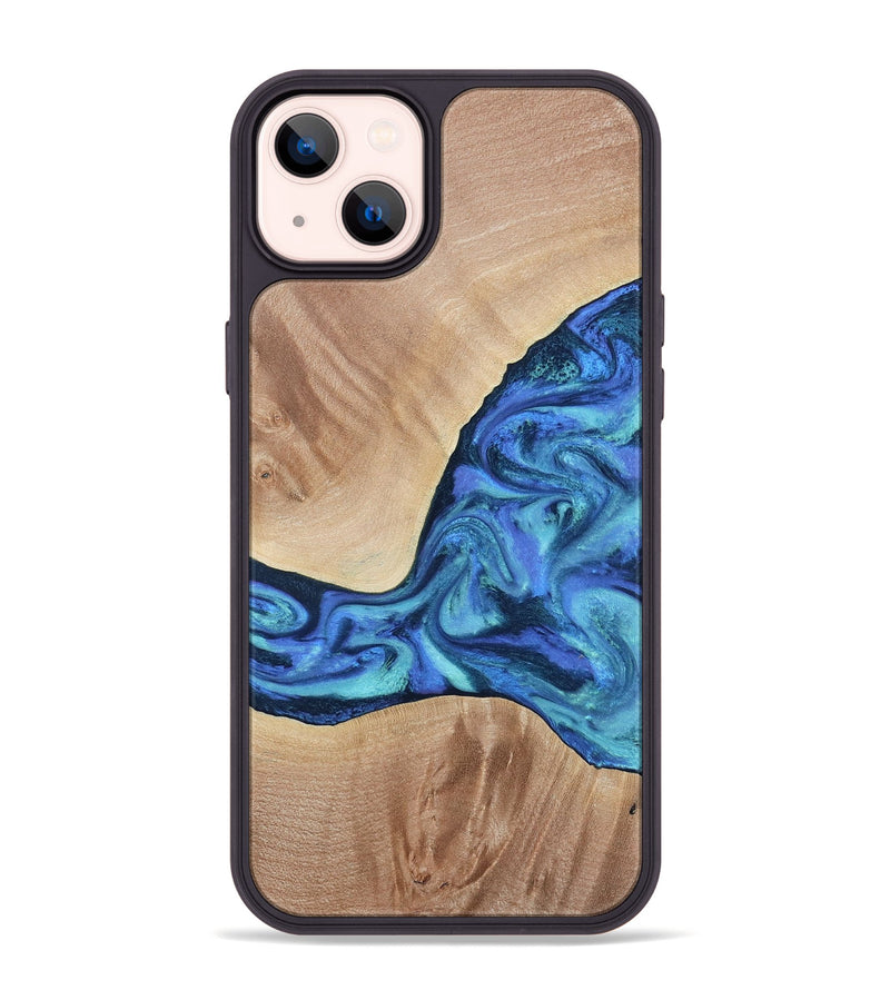 iPhone 14 Plus Wood Phone Case - Zetta (Blue, 801800)