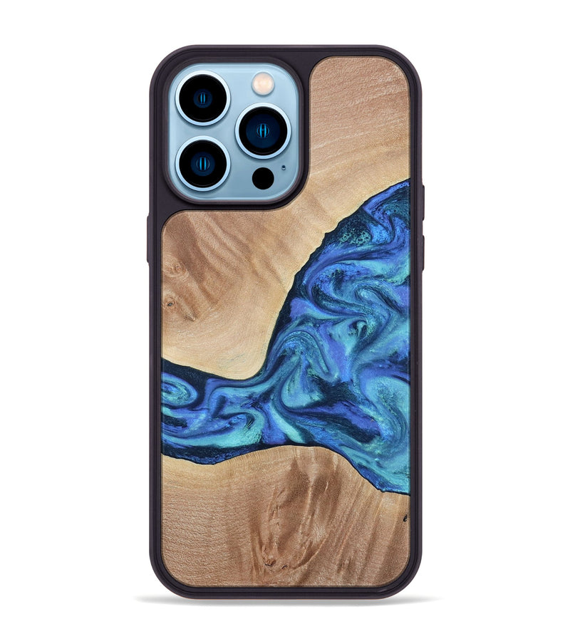 iPhone 14 Pro Max Wood Phone Case - Zetta (Blue, 801800)