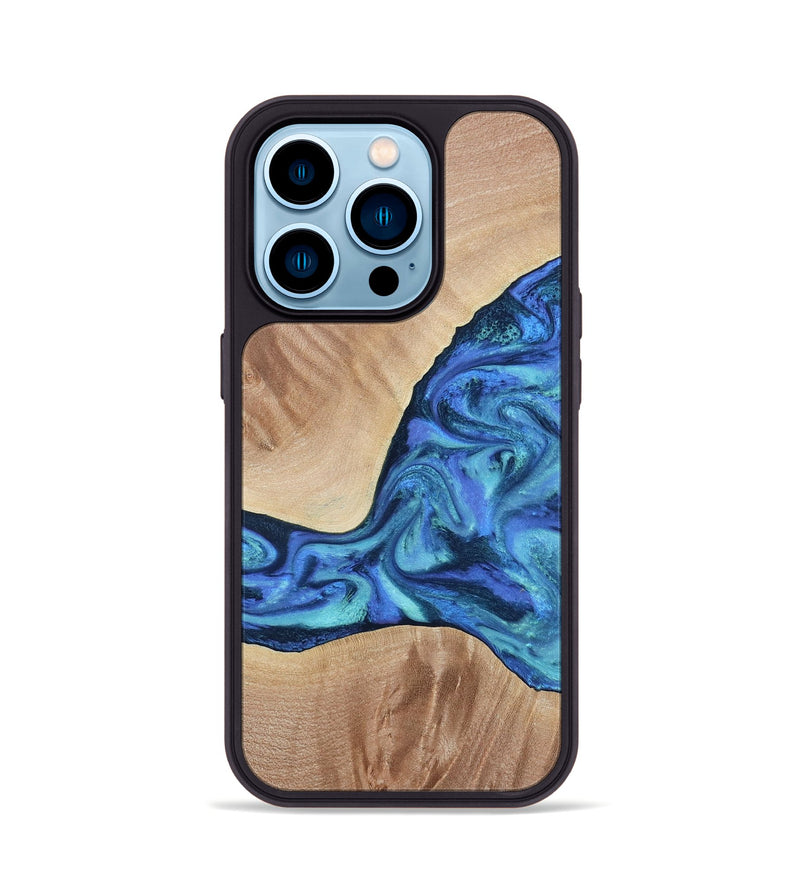 iPhone 14 Pro Wood Phone Case - Zetta (Blue, 801800)