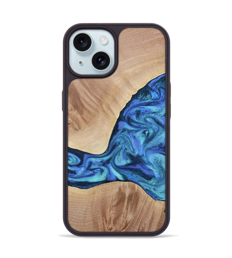 iPhone 15 Wood Phone Case - Zetta (Blue, 801800)