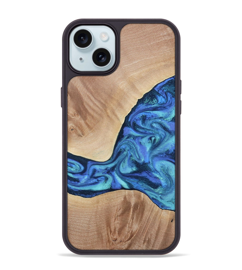 iPhone 15 Plus Wood Phone Case - Zetta (Blue, 801800)