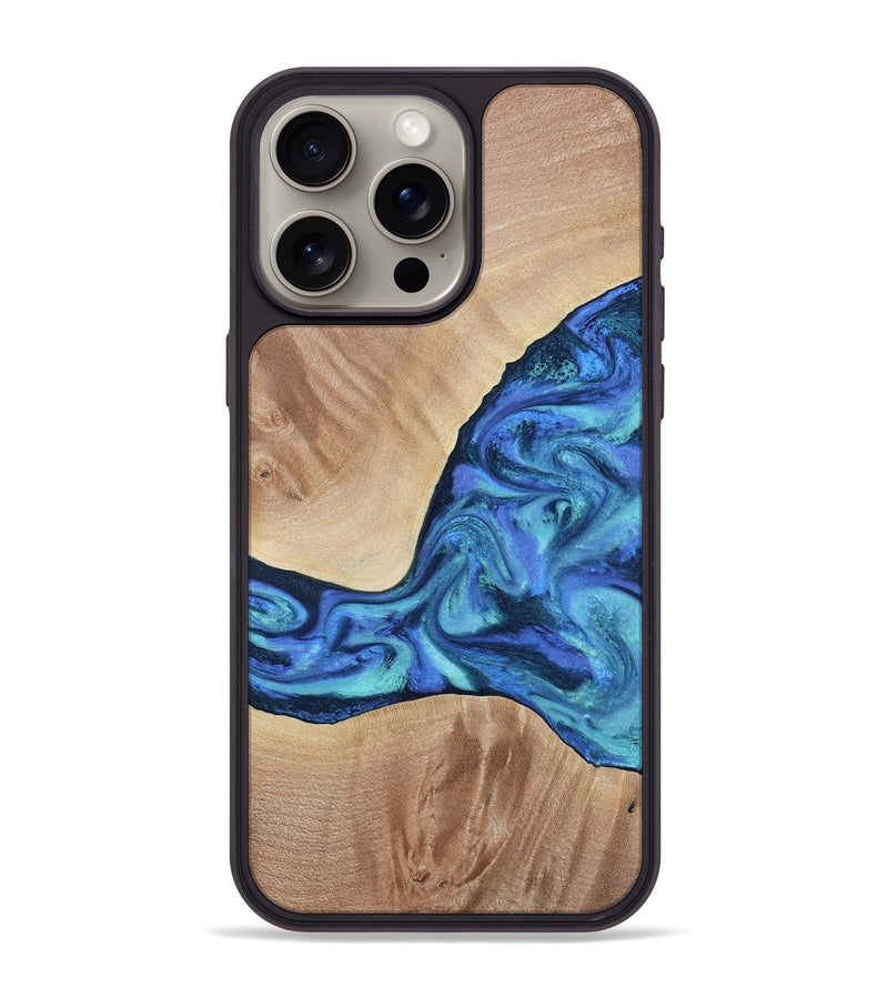 iPhone 15 Pro Max Wood Phone Case - Zetta (Blue, 801800)