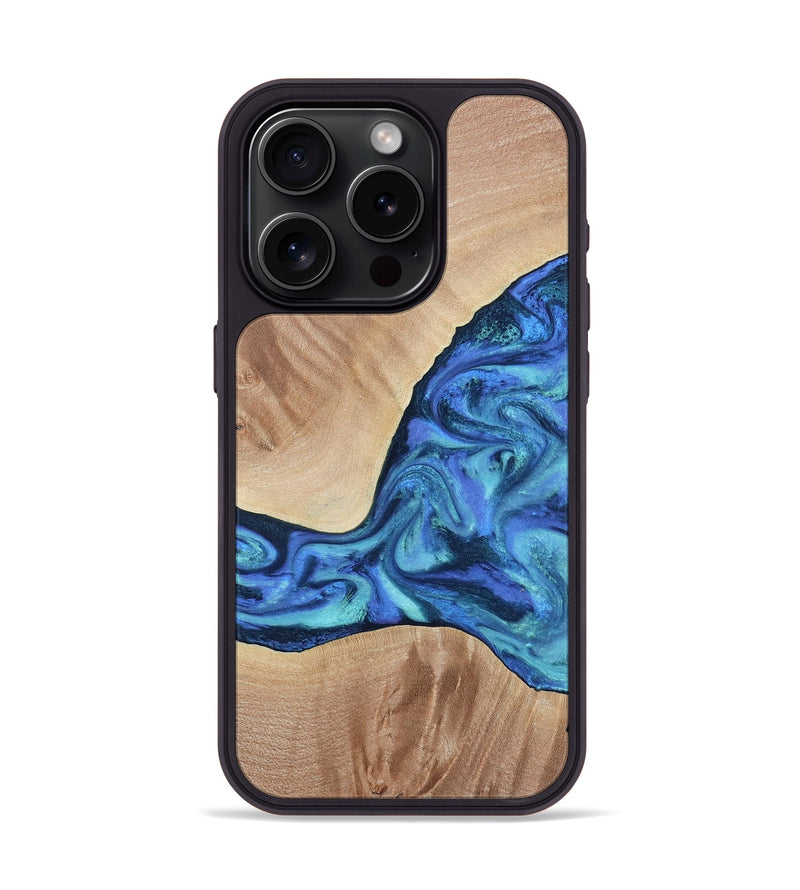 iPhone 15 Pro Wood Phone Case - Zetta (Blue, 801800)