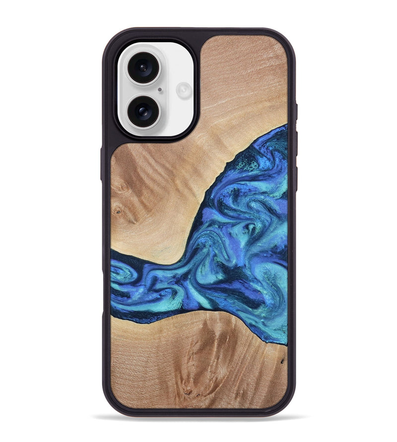 iPhone 16 Plus Wood Phone Case - Zetta (Blue, 801800)
