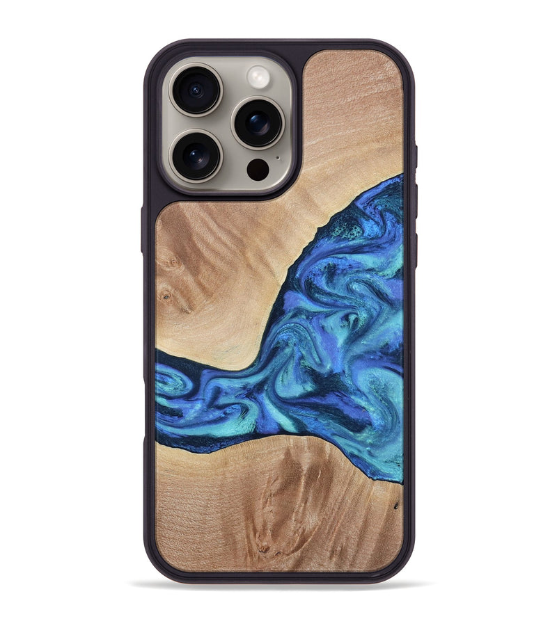 iPhone 16 Pro Max Wood Phone Case - Zetta (Blue, 801800)