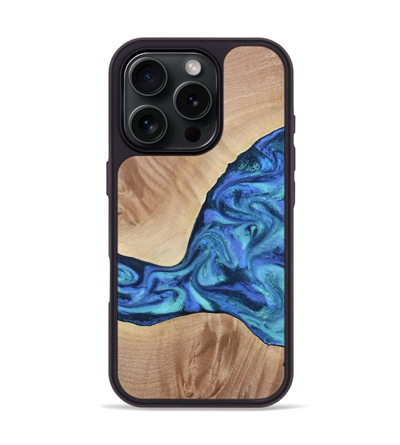 iPhone 16 Pro Wood Phone Case - Zetta (Blue, 801800)