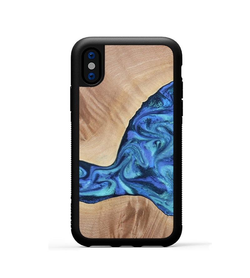 iPhone Xs Wood Phone Case - Zetta (Blue, 801800)