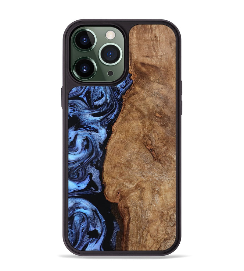 iPhone 13 Pro Max Wood Phone Case - Stephan (Blue, 801802)