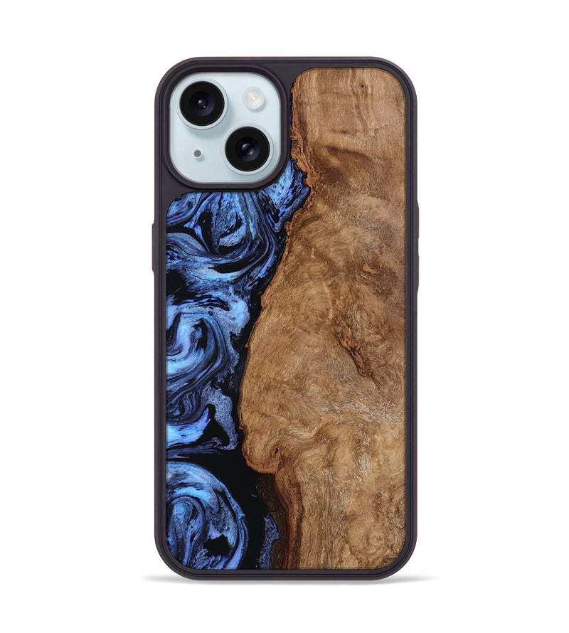 iPhone 15 Wood Phone Case - Stephan (Blue, 801802)