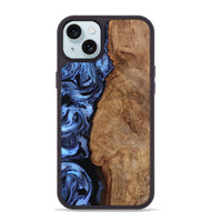 iPhone 15 Plus Wood Phone Case - Stephan (Blue, 801802)
