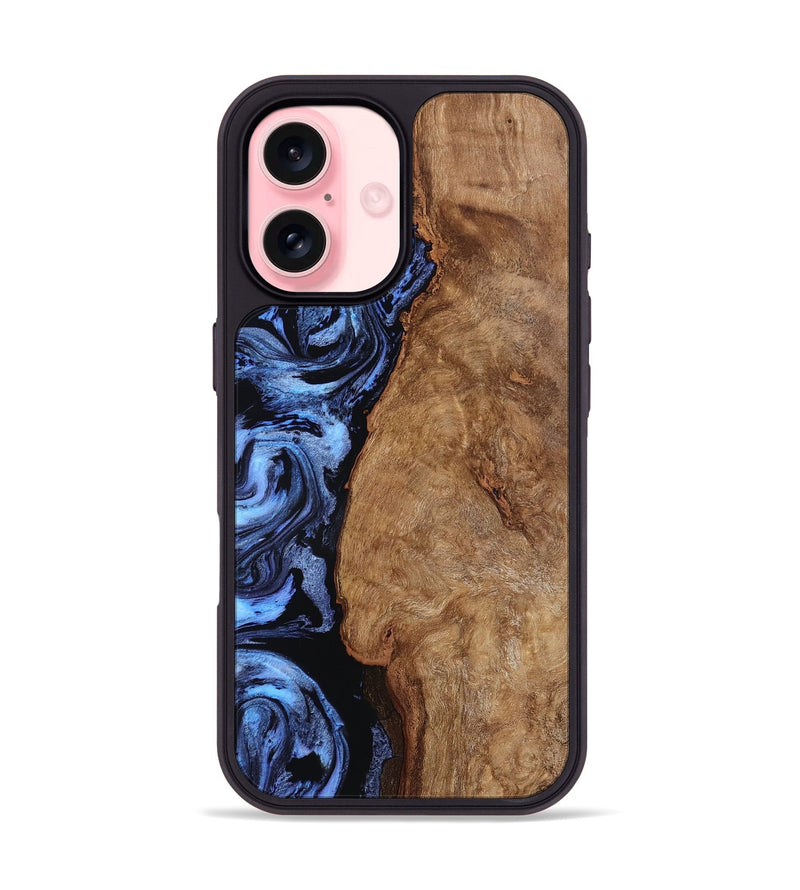 iPhone 16 Wood Phone Case - Stephan (Blue, 801802)