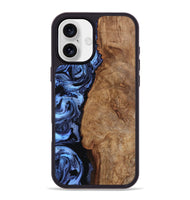 iPhone 16 Plus Wood Phone Case - Stephan (Blue, 801802)