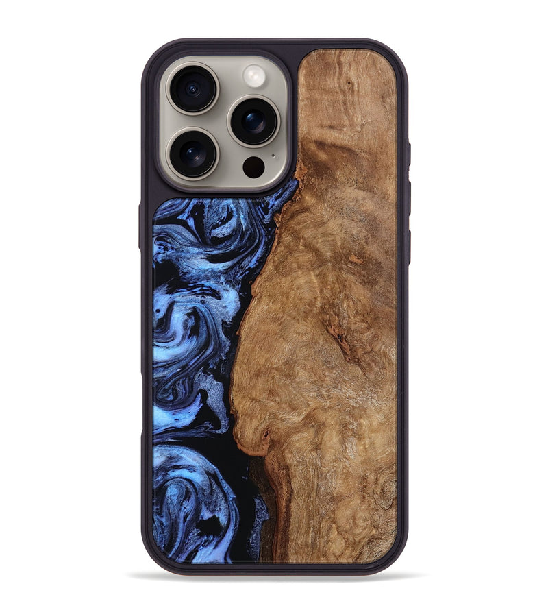 iPhone 16 Pro Max Wood Phone Case - Stephan (Blue, 801802)