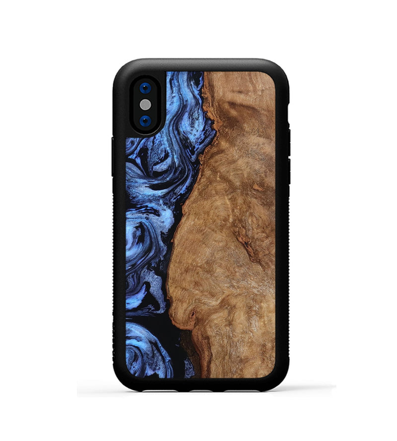 iPhone Xs Wood Phone Case - Stephan (Blue, 801802)