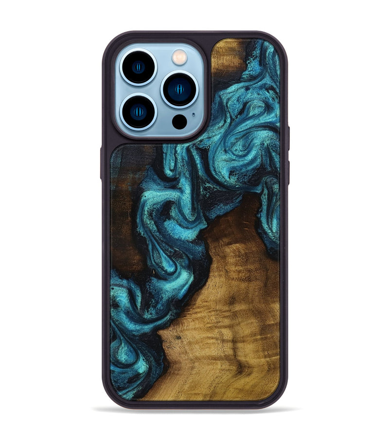 iPhone 14 Pro Max Wood Phone Case - Marcia (Blue, 801803)