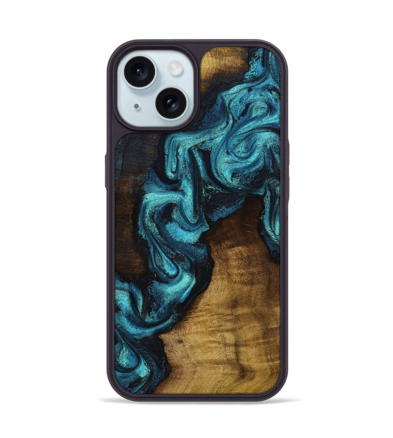 iPhone 15 Wood Phone Case - Marcia (Blue, 801803)