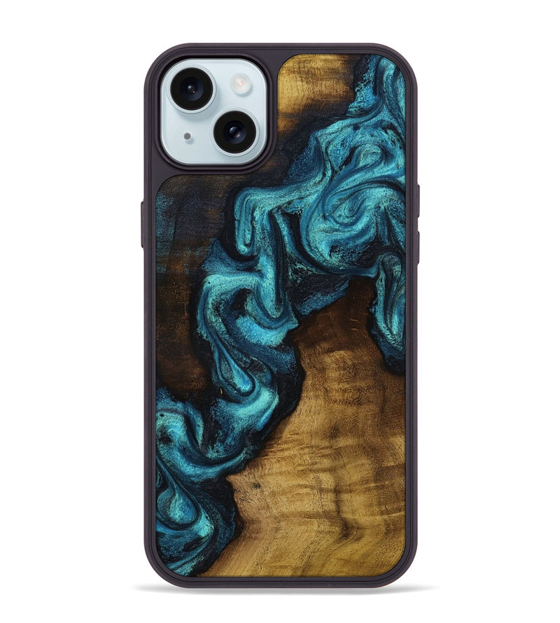 iPhone 15 Plus Wood Phone Case - Marcia (Blue, 801803)