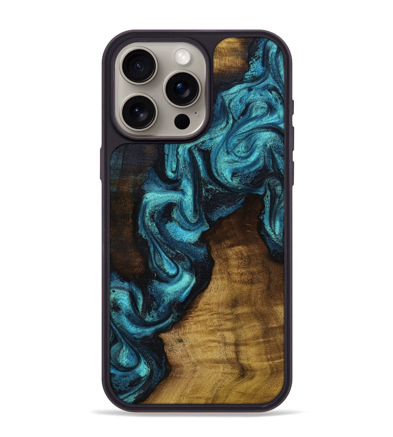 iPhone 15 Pro Max Wood Phone Case - Marcia (Blue, 801803)