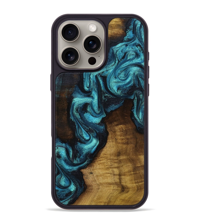 iPhone 16 Pro Max Wood Phone Case - Marcia (Blue, 801803)